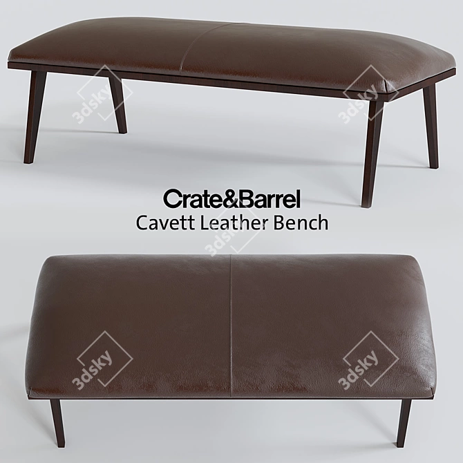 Elegant Cavett Leather Bench 3D model image 1