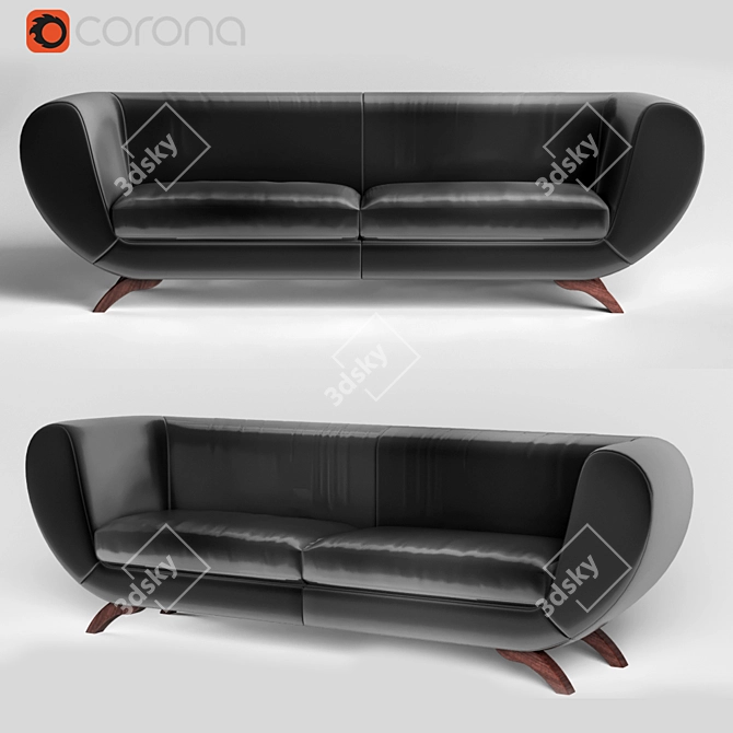 Elegant Double Seater Sofa 3D model image 1