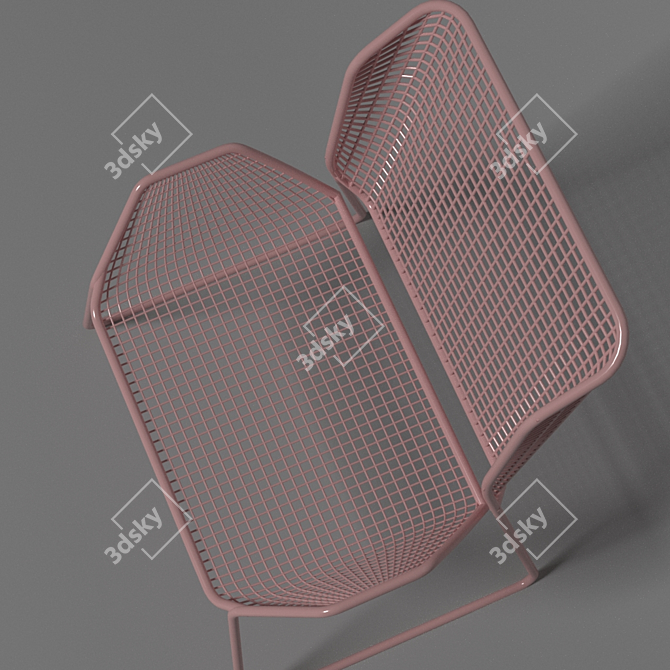 Beige Mesh High Chair 3D model image 2