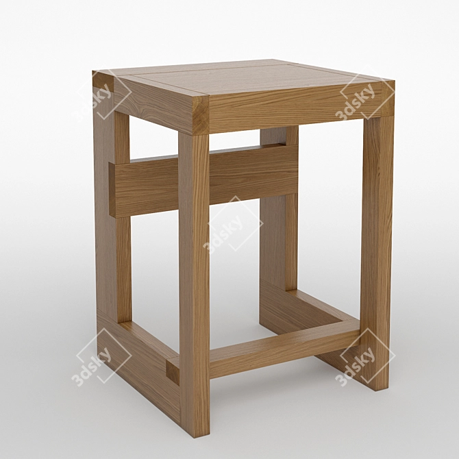 Wooden Maple and Walnut Stool 3D model image 2