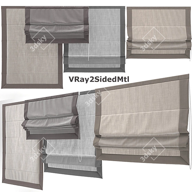 Versatile Roman Curtain with Textured Design 3D model image 2