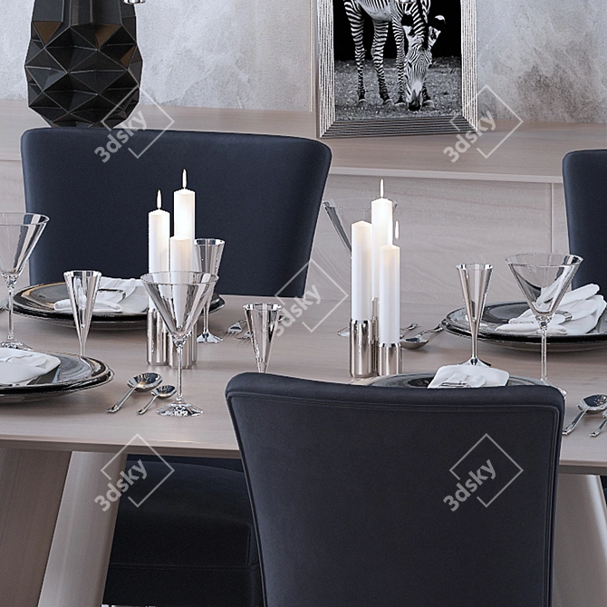 Paris Set: Clifton Table, Cleo Mirror, Clifton Sideboard, Equinox Chandelier, Salerno Lamp 3D model image 2