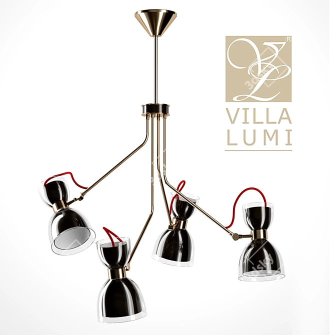 Villa Lumi Oliva - Adjustable 4-Light Ceiling Fixture 3D model image 1