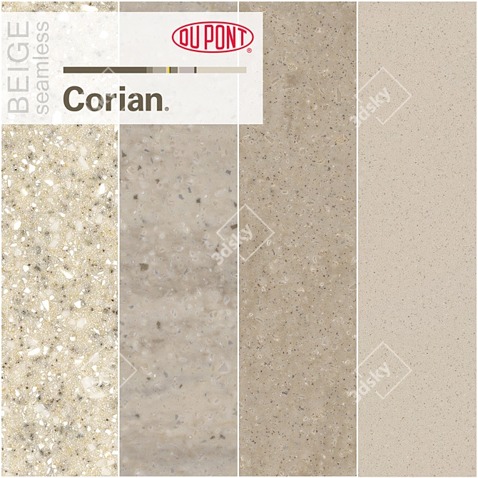 Luxury Beige Corian Kitchen Countertops 3D model image 1