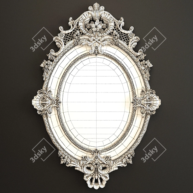 French Louis XV Gilt Oval Mirror 3D model image 3