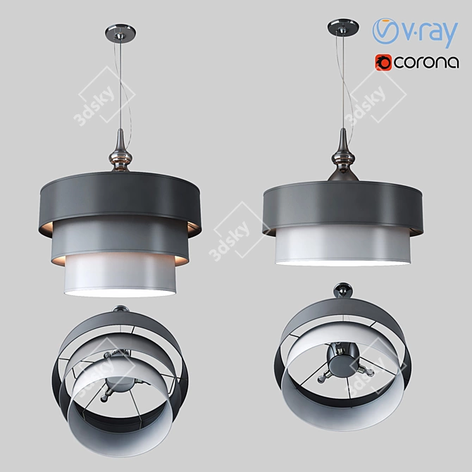 Sophisticated Metal Suspension Lamp 3D model image 1