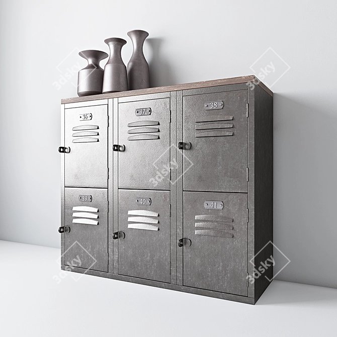 Industrial Iron Cabinet 3D model image 1