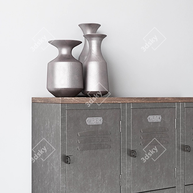 Industrial Iron Cabinet 3D model image 2
