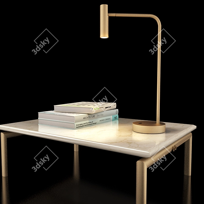 Luxury Ottoman Set with Designer Lamp 3D model image 3