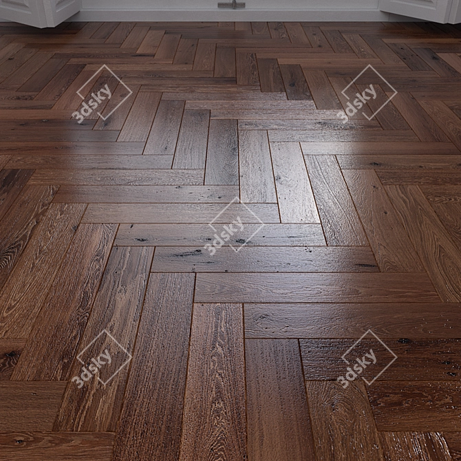 Elite Oak Herringbone Parquet 3D model image 3