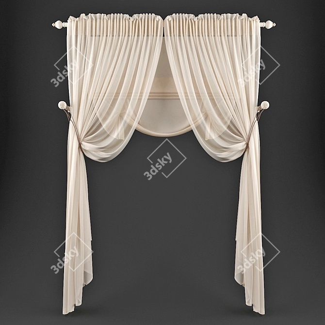 Floral Linen Curtains: Elegant & Versatile 3D model image 1