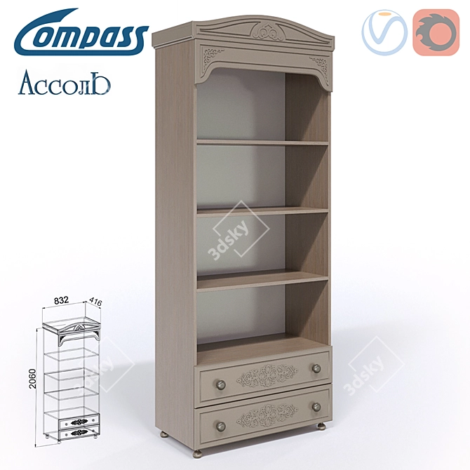 Open Storage Cabinet Assol 3D model image 1