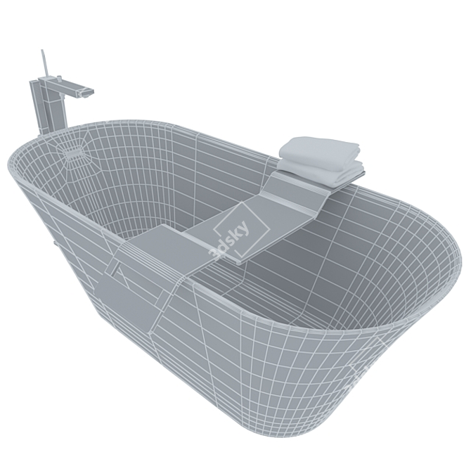 Modern Stone Bath & Grohe Mixer Set 3D model image 3