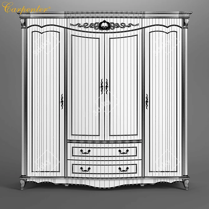 Modern Carpenter Wardrobe: 4-Door 2130x675x2150 3D model image 3