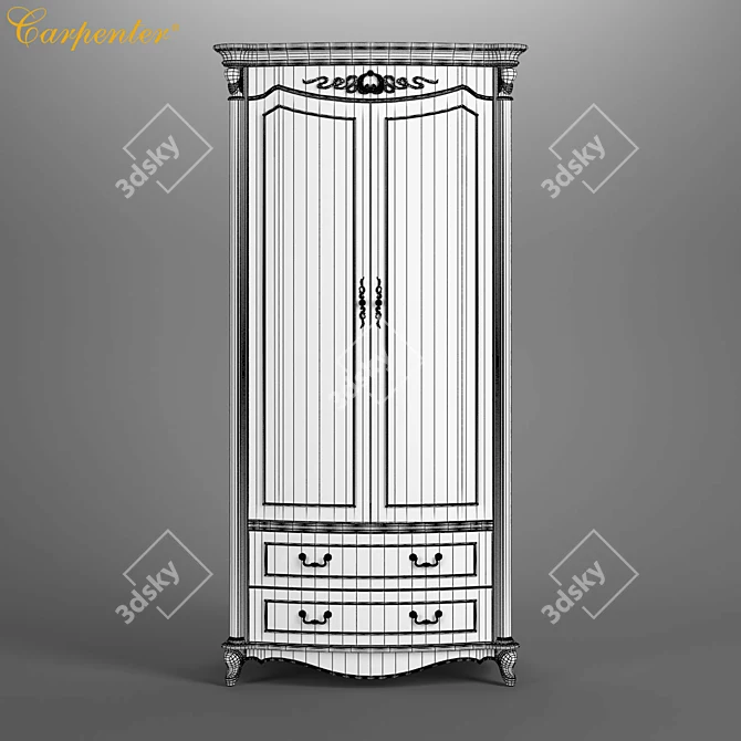 Carpenter 2-D White Wardrobe 3D model image 3