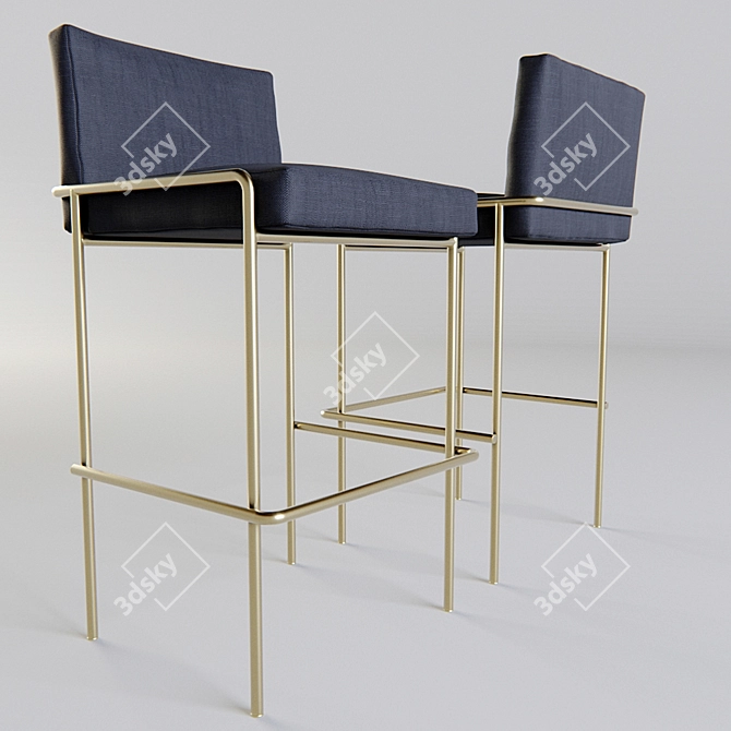 Sleek Trolley Bar Stool 3D model image 1