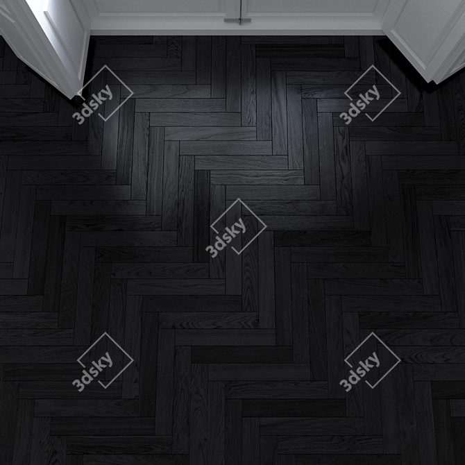 Luxury Oak Herringbone Dark Floor 3D model image 2