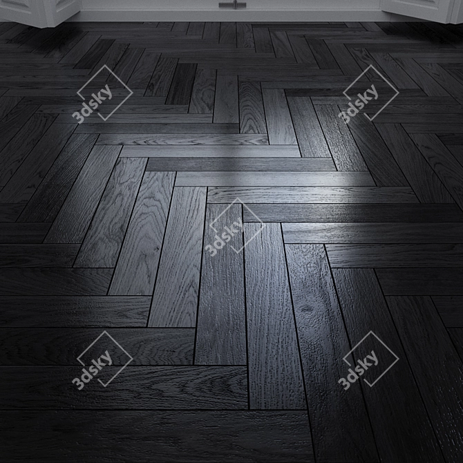 Luxury Oak Herringbone Dark Floor 3D model image 3