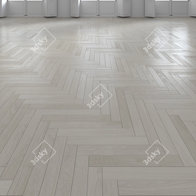 Premium Oak Herringbone Flooring 3D model image 1