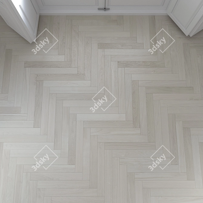 Premium Oak Herringbone Flooring 3D model image 2