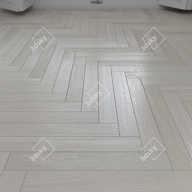 Premium Oak Herringbone Flooring 3D model image 3