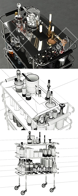 Versatile Rolling Serving Tray 3D model image 3