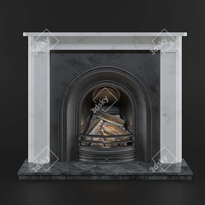 Elegant Victorian Fireplace 3D model image 1