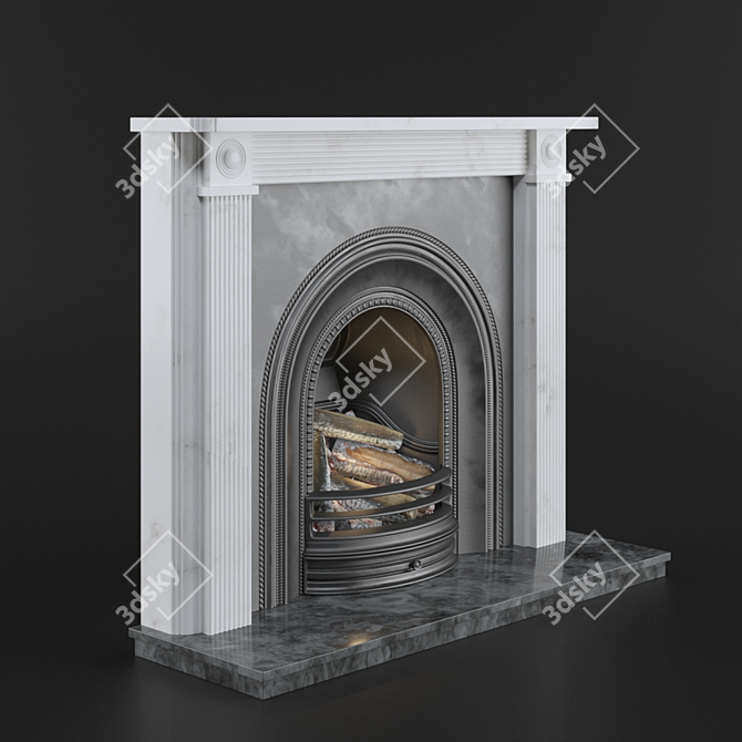 Elegant Victorian Fireplace 3D model image 2