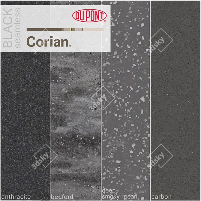 Dupont Black Corian Kitchen Countertops 3D model image 1