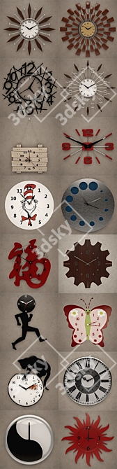 16 Unique Wall Clocks - Individual Files 3D model image 2