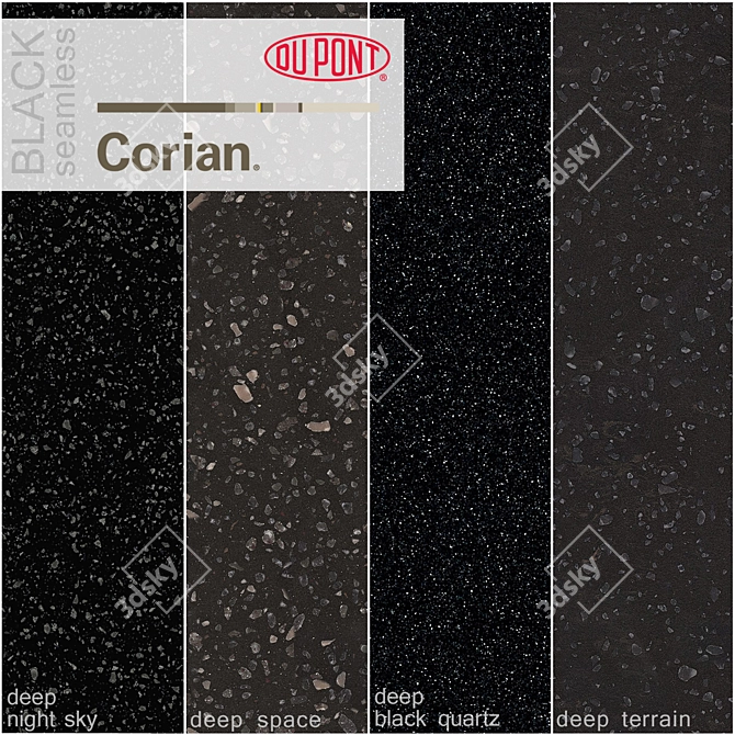 Black Corian Kitchen Countertops: 4 High-Resolution Stone Textures 3D model image 1