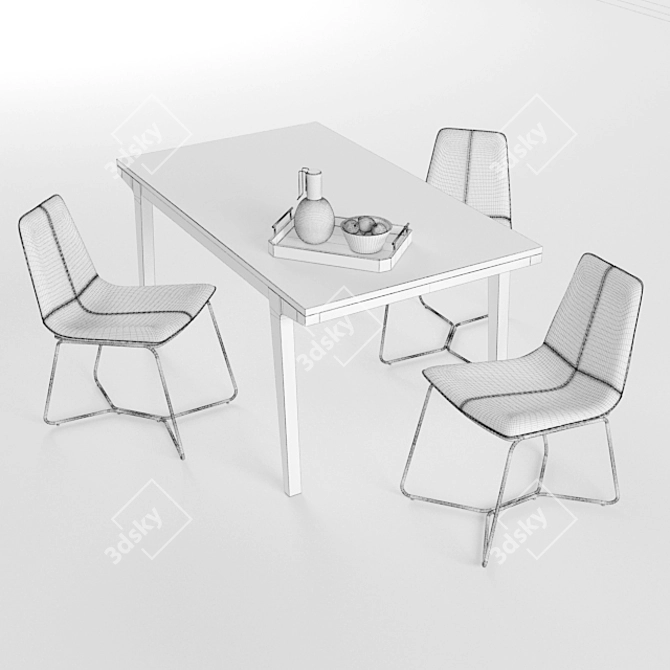 Modern Slope Leather Dining Set 3D model image 3