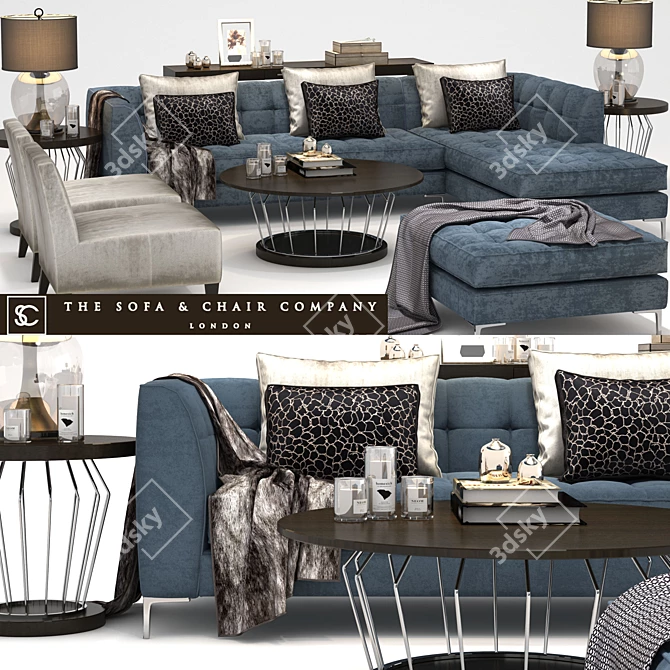 Luxury Corner Sofa Set 3D model image 1