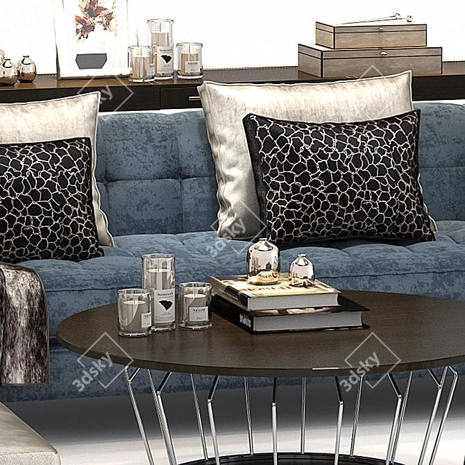 Luxury Corner Sofa Set 3D model image 2