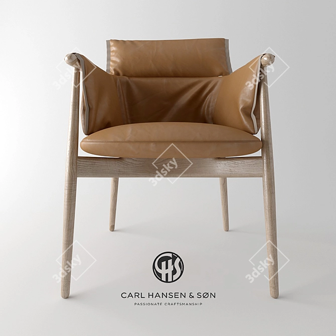 Embrace Chair: Oak/Walnut Frame, Leather/Fabric Upholstery 3D model image 1