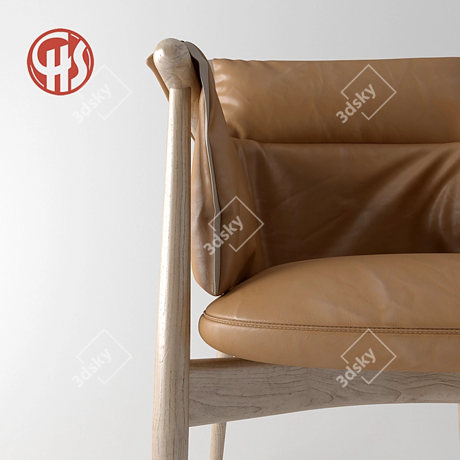 Embrace Chair: Oak/Walnut Frame, Leather/Fabric Upholstery 3D model image 2