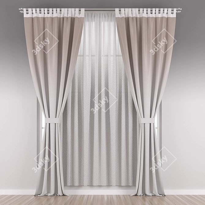 Elegant Window Curtains 3D model image 2