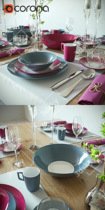 Luminarc Winter Fizz Table Setting 3D model image 2