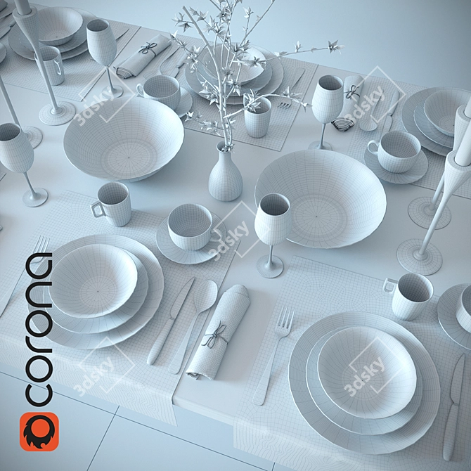 Luminarc Winter Fizz Table Setting 3D model image 3