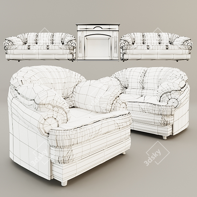 Cozy Lounge Set: Sofa & Armchair 3D model image 3