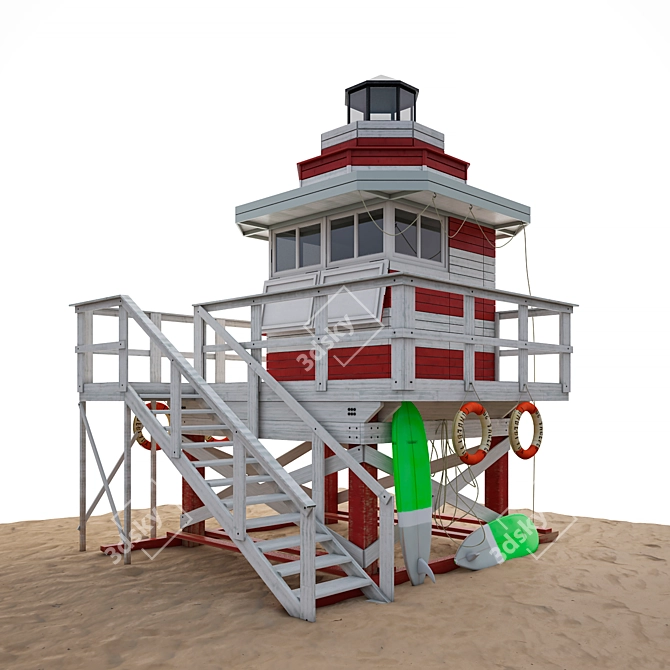 Save Lives by the Beach: Lifeguard Station! 3D model image 1