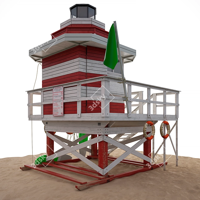 Save Lives by the Beach: Lifeguard Station! 3D model image 2