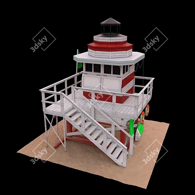 Save Lives by the Beach: Lifeguard Station! 3D model image 3