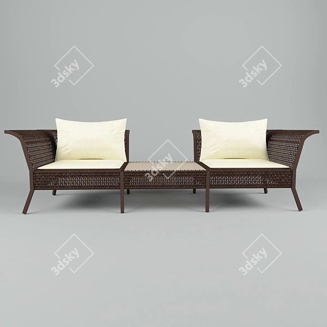 Elegant Outdoor Dining Set 3D model image 2