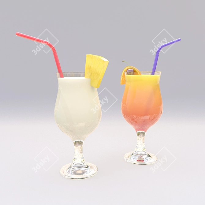 Tropical Cocktail Bundle: Pina Colada & Sex on the Beach 3D model image 1