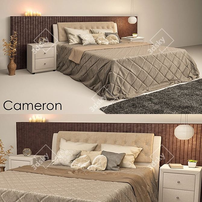 Title: Cameron Bed: Stylish and Unique 3D model image 1