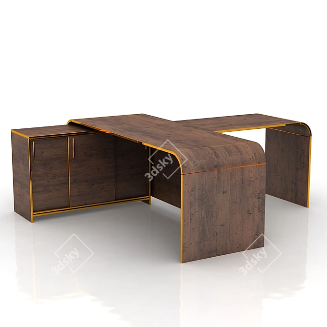 Spacious 1900x2210 Office Desk 3D model image 1