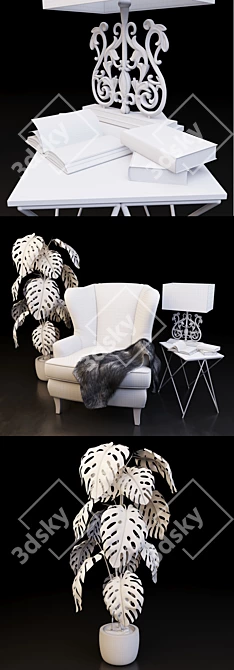 Elegant Decor Chair: Fleur Lamp, Daggett Chair, Stellar Table 3D model image 2