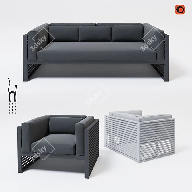 Shadow Essence Outdoor Furniture Set 3D model image 1