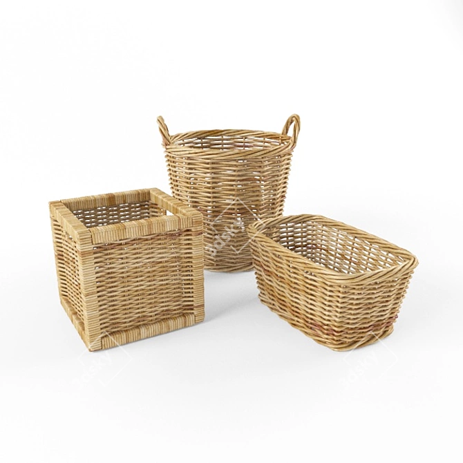 Versatile Storage Solutions: 5-Piece Basket Set 3D model image 3